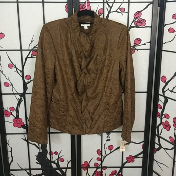 Dress Barn Jackets & Blazers - NWT Dressbarn Brown Jacket Open Front Draped Medium